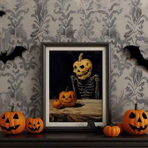 Halloween Vintage Wall Art Dark Academia Decoration Print Retro Decor Trendy Apartment Moody Poster Instant