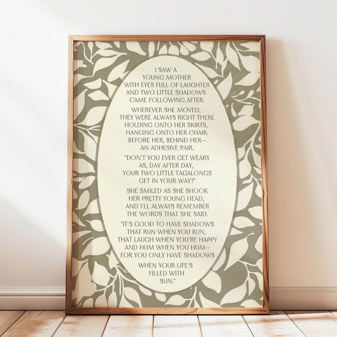 Two Little Shadows Poem Print, Nursery Quote Art