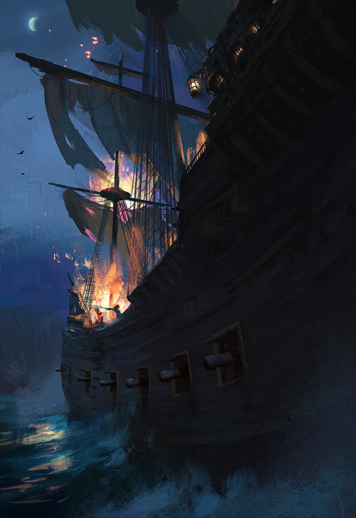 Pirate Ship Art Print, Nautical Adventure Poster - Image 3
