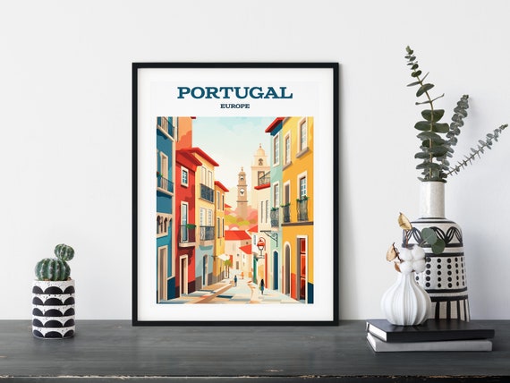 Portugal Europe Retro Travel Poster Wall Art Various Sizes Instant Ai Gen Town Memories Gift