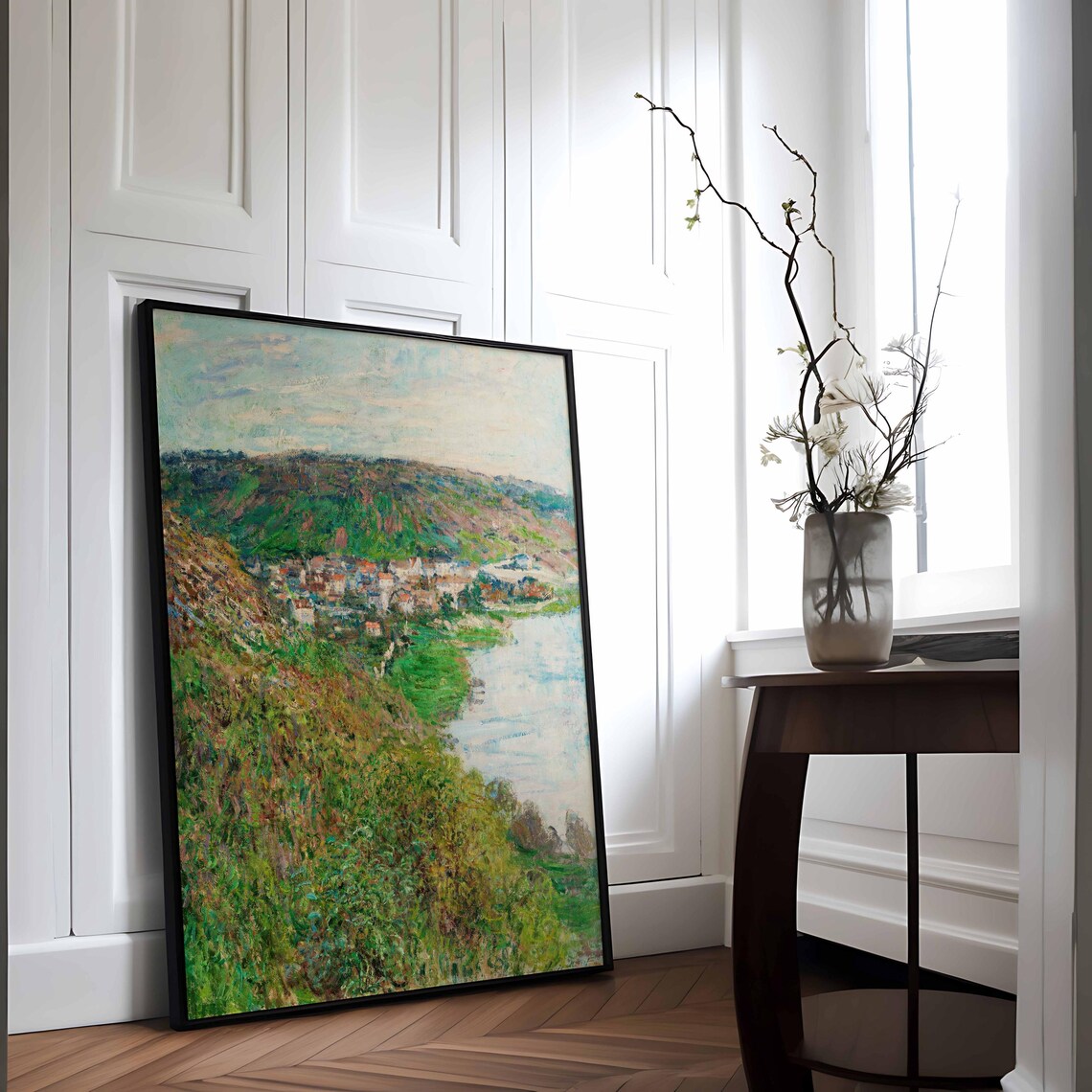 Claude Monet View of Vétheuil French River Village Impressionist Art Poster - Image 3