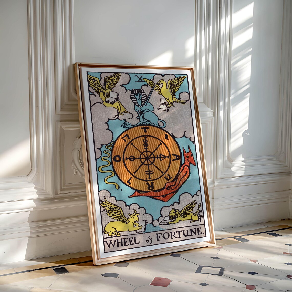 Wheel of Fortune Rider Waite Tarot Card Vintage Mystical Occult Art Poster - Image 5