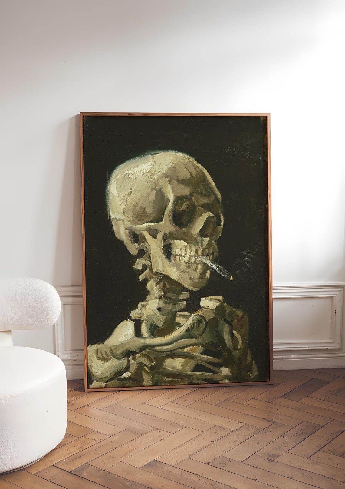 Van Gogh Art Wall Print Dark Academia Skull Poster Vintage Edgy Decor Unique Painterly Skeleton With Burning Cigarette - Image 5