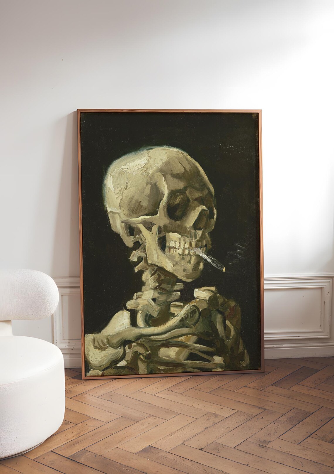 Vincent van Gogh Skull with a Burning Cigarette Dark Moody Fine Art Poster - Image 5