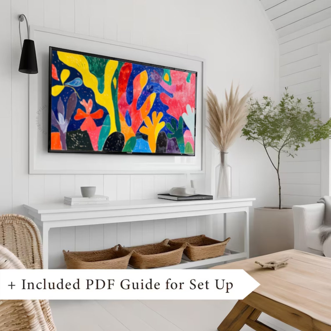 Bold Abstract Organic Shapes Blue Yellow Red Modern Colorful Art Print - Image 2