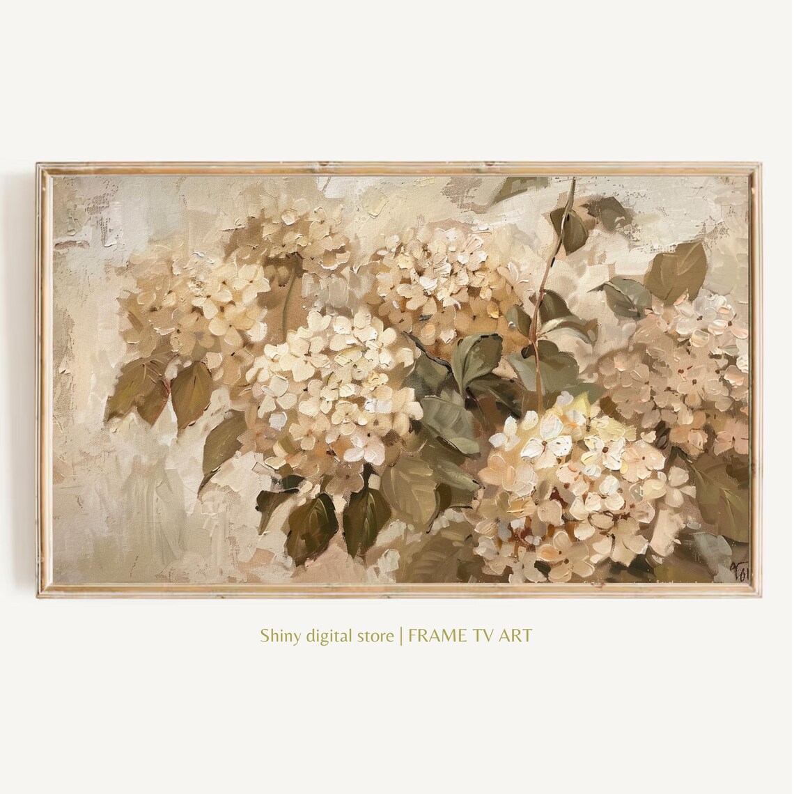 Fall Floral Hydrangea Painting, Autumnal Neutral Tones