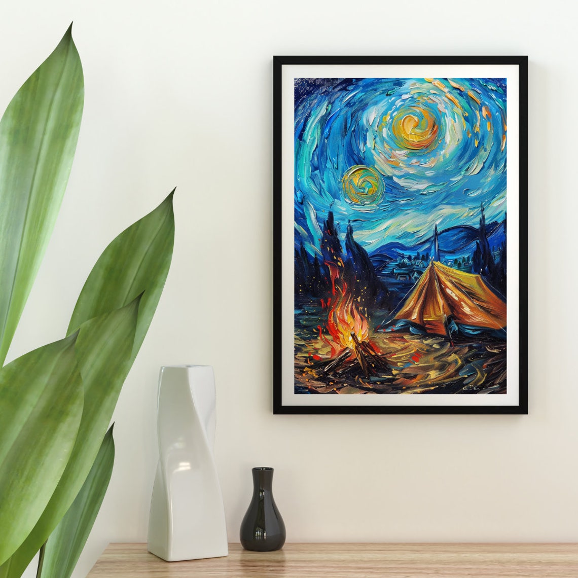 Starry Campsite Art Van Gogh Style Wall Decor Instant For Nature Lovers - Image 2