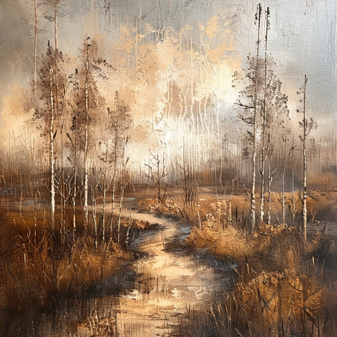 River Landscape Painting Mountain Art Print Landscape Print Rustic River Wall Art Home Decoration - Image 3