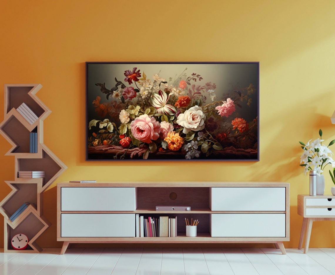 Dutch Old Master Floral Bouquet Moody Baroque Flower Wall Art - Image 3