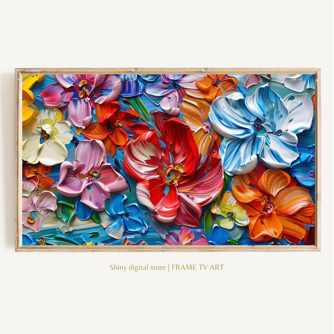 Colorful 3D Textured Floral Oil Painting Vivid Modern Flower Wall Art