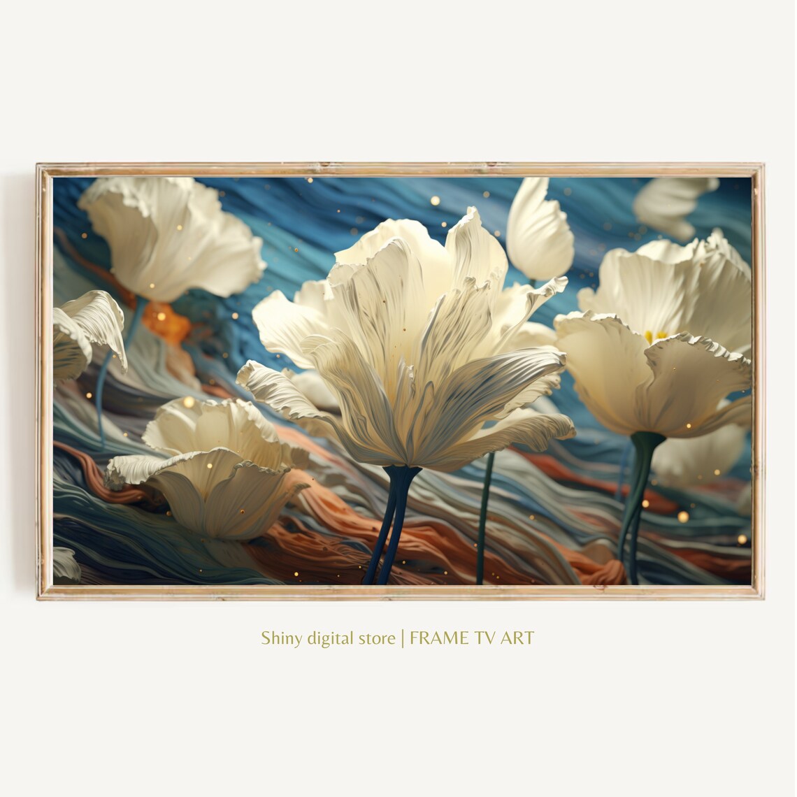 Frame Tv Art Vintage Flower Still Life Painting Farmhouse Antique Art Tv F011