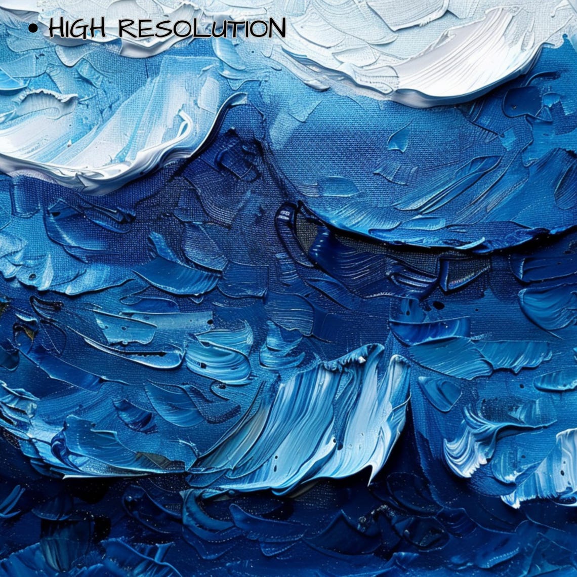 Textured Blue Ocean Waves Impasto Painting Coastal Seascape Wall Art - Image 3