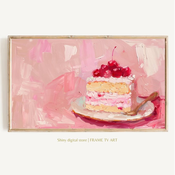 Frame Tv Art Birthday Pink Cake Frame Tv Art Happy Birthday Art Tv Birthday Party For Frame