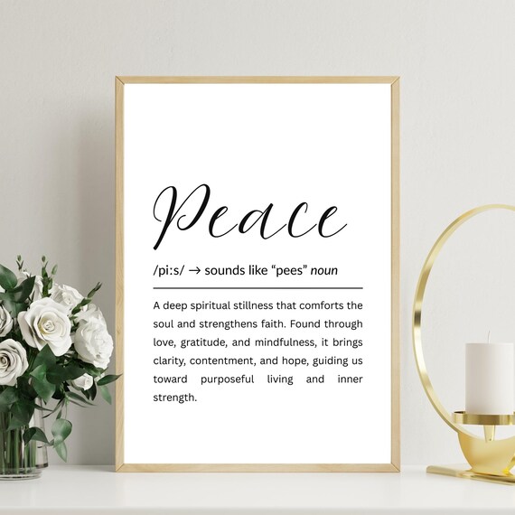 Peace Definition Dictionary Style Minimalist Typography Poster