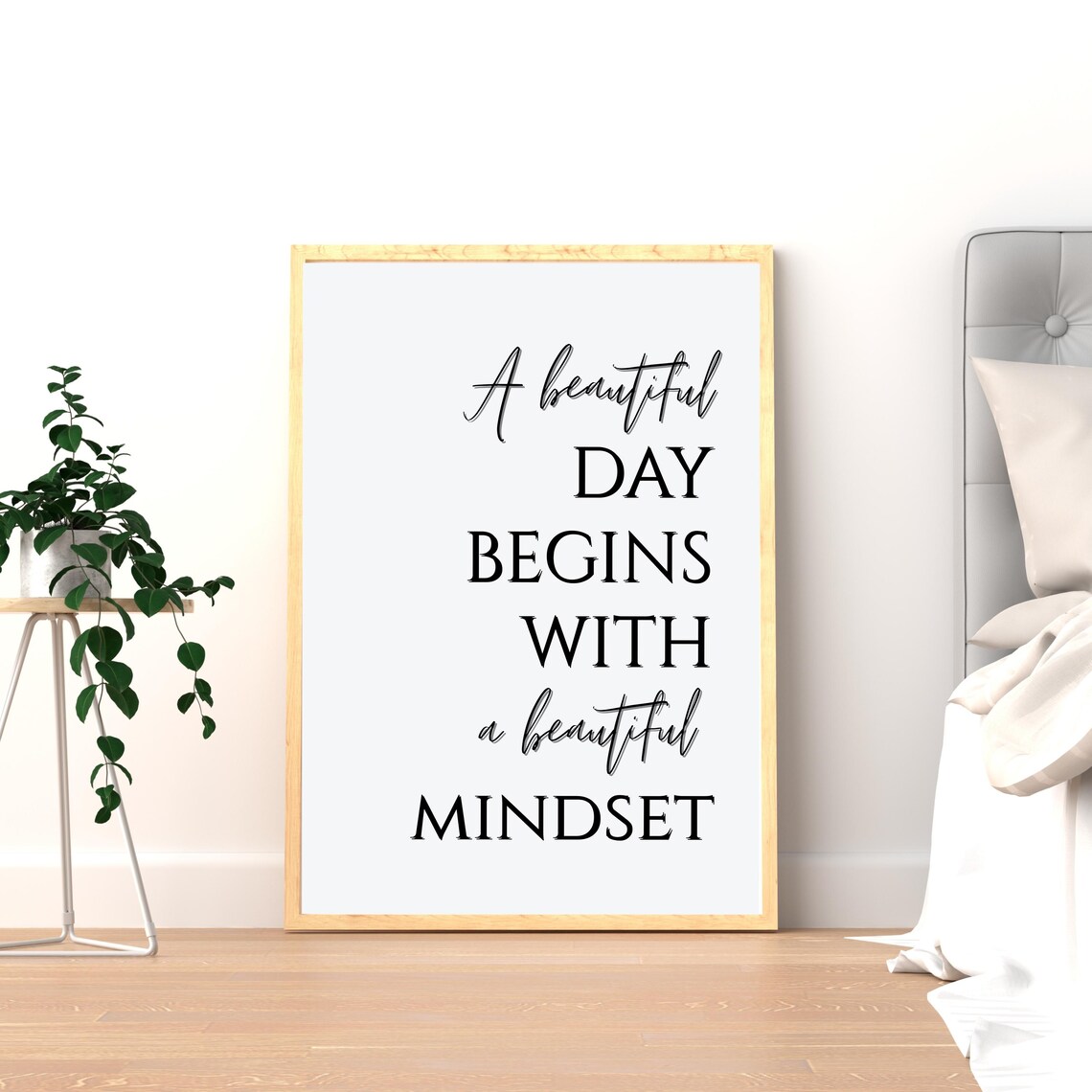 A Beautiful Day Motivational Wall Art Modern Minimalist Quote Print Positive Affirmation Decor Home Or Office