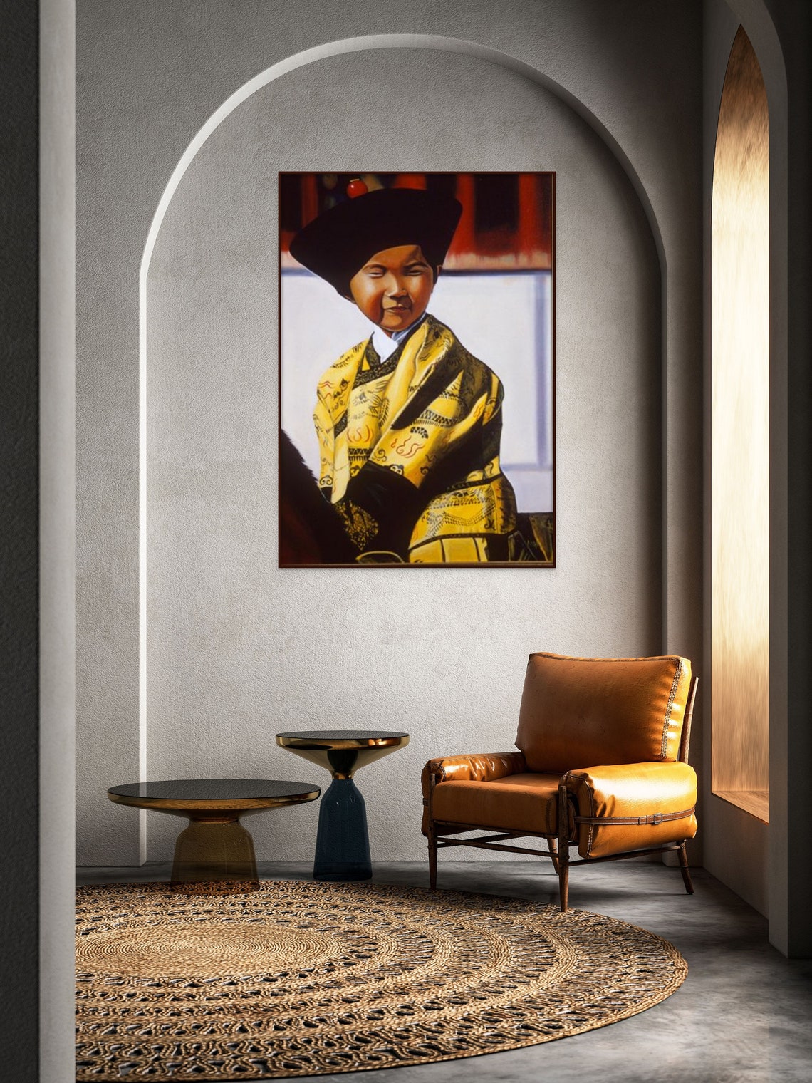 Asian Boy Wall Art Print Boy Wearing Yellow Coat Print Children Living Room Wall Art Asian Wall Decor Oil Painting Art Print - Image 4