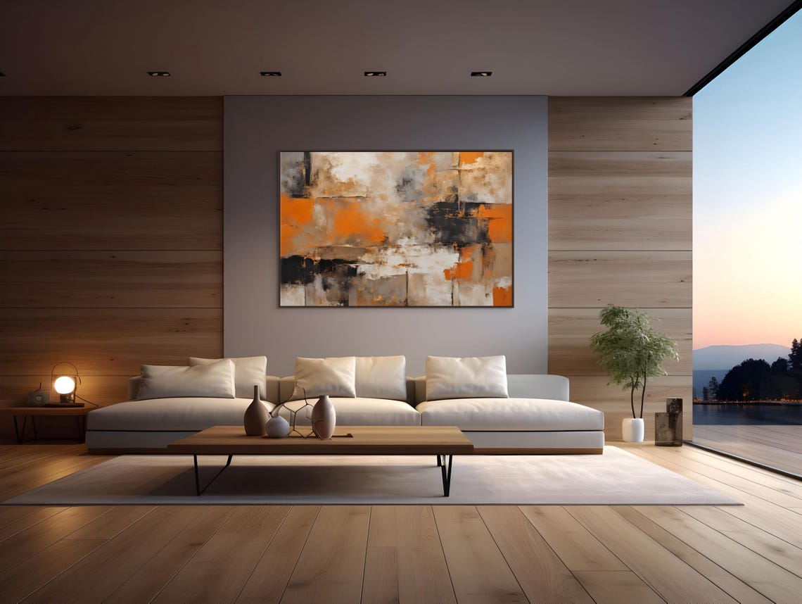 Burnt Orange Abstract Modern Earth Tone Blocks Contemporary Poster - Image 2