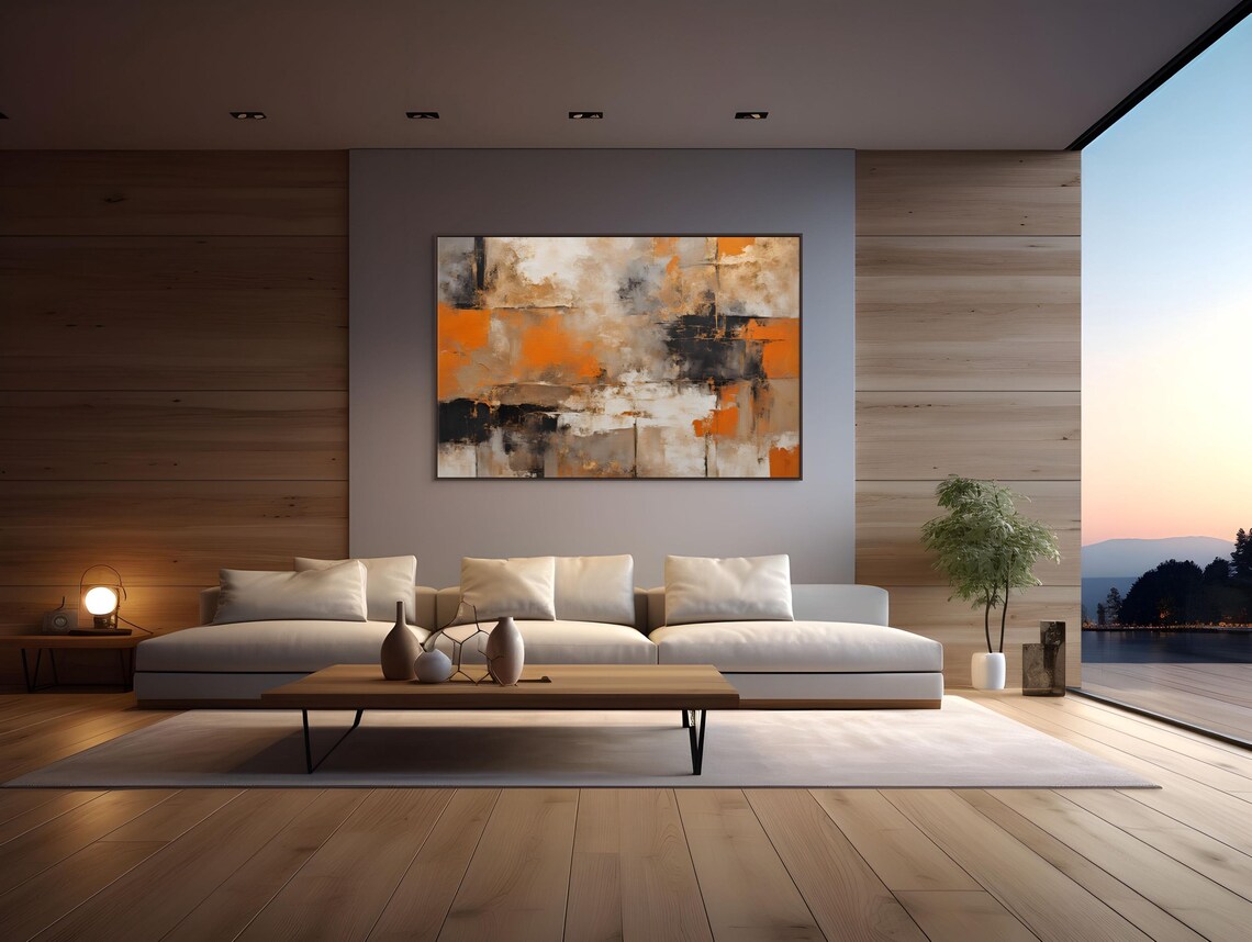 Burnt Orange Contemporary Abstract Art Print Earth Tone Abstract Art Print Orange Modern Wall Decor Orange Bedroom Wall Art - Image 2