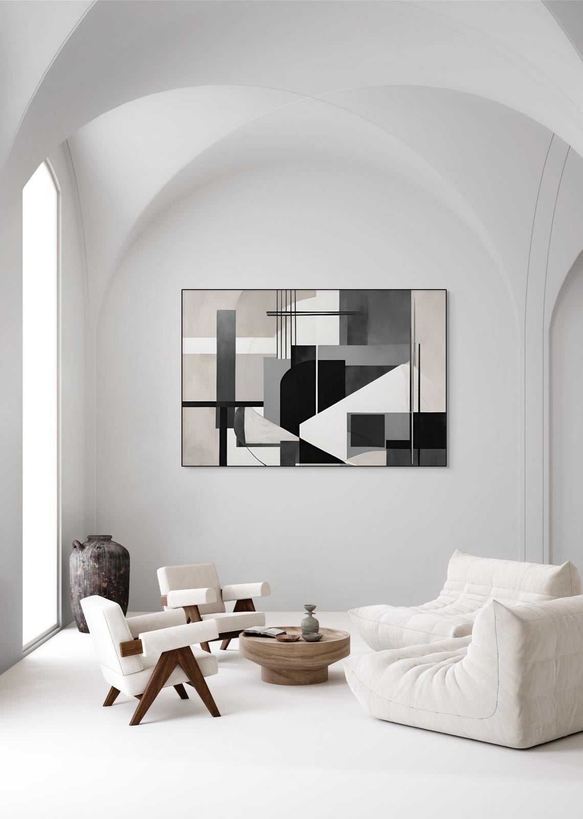 Black And White Geometric Abstract Minimalist Modern Line Poster - Image 5