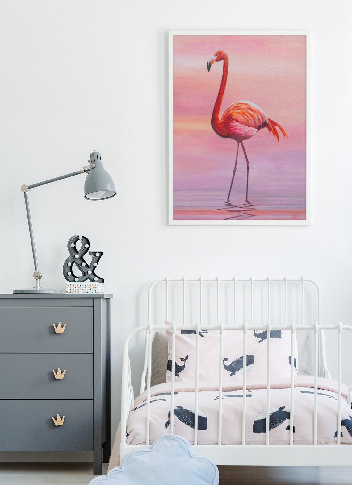 Flamingo Art Tropical Home Decor Colorful Flamingo Art Animal Portrait Art Hand Painted Flamingo Bird Painting Coastal Wall Art Decor - Image 2