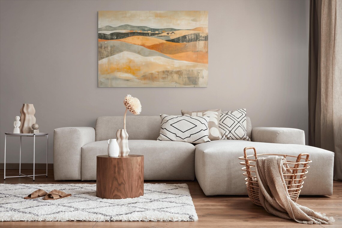 Abstract Desert Rolling Hills Warm Beige Terracotta Landscape Poster