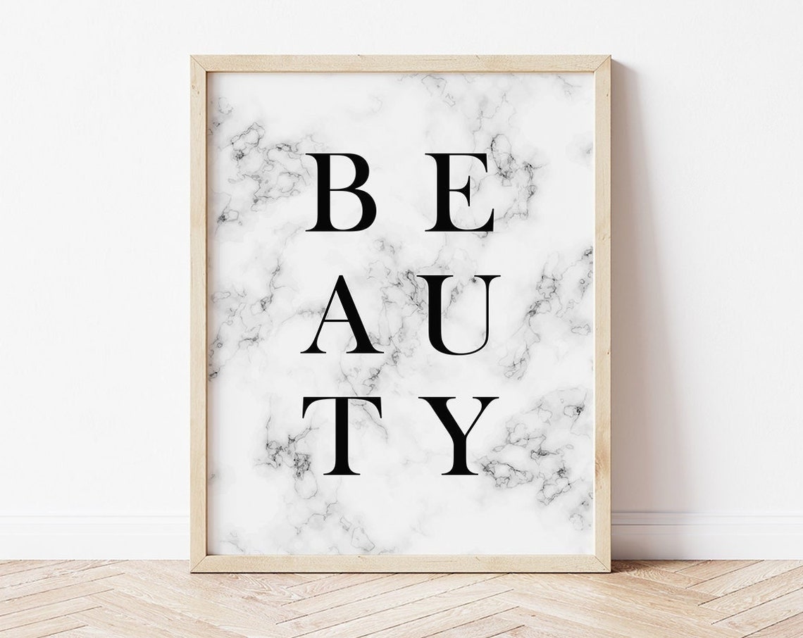 Beauty Marble Typography Minimalist Glam Bedroom Decor Wall Art