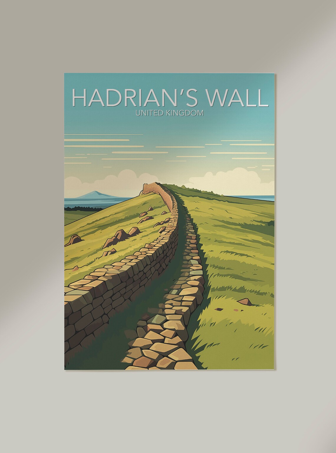 Hadrian's Wall United Kingdom Roman Stone Wall Hills Vintage Poster - Image 2