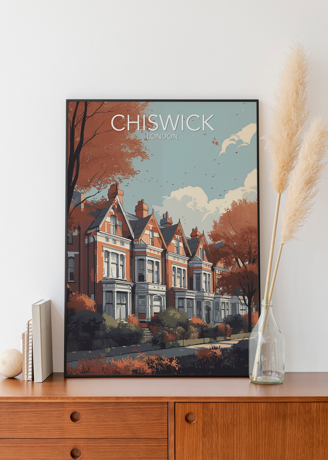 Chiswick London Victorian Terraces Autumn Street Travel Poster - Image 2