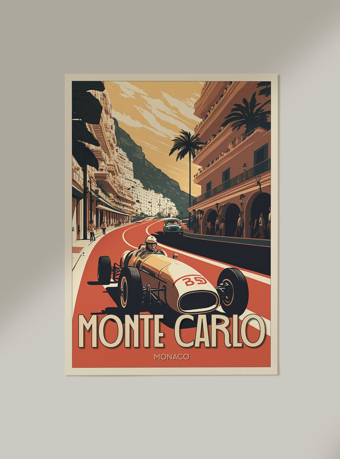 Monte Carlo Monaco Grand Prix Racing Car Vintage Travel Poster - Image 2