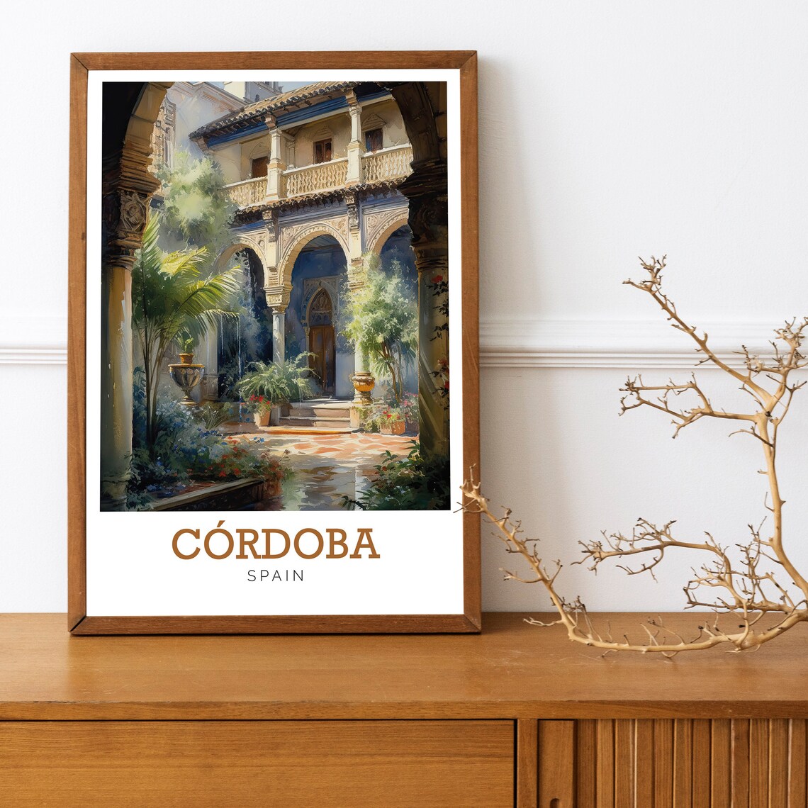 Cordoba Spain Historic Courtyard Watercolor Art Travel Poster - Image 3