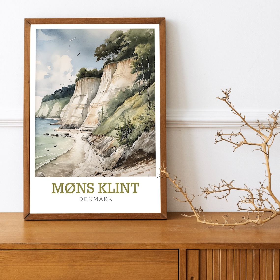 Mons Klint Denmark White Chalk Cliffs Beach Watercolor Poster - Image 3