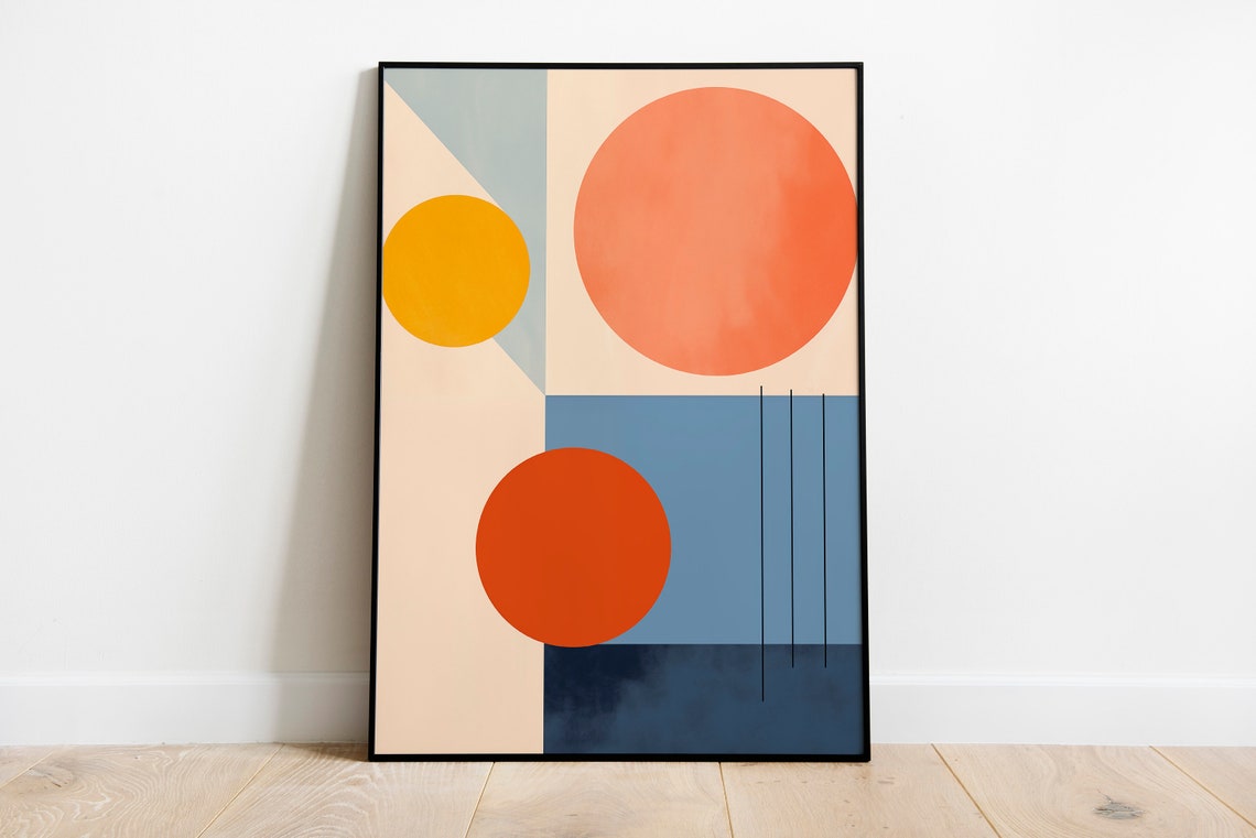 Mid Century Colorful Geometric Circles Modern Abstract Boho Art Print - Image 2