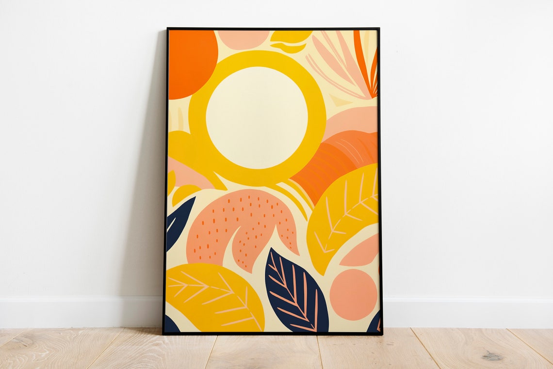 A Boho Sun Botanical Warm Terracotta Mustard Home Decor Art Poster - Image 3