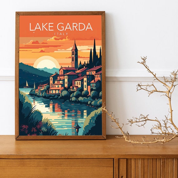 Lake Garda Art Print Modern Poster Print Available In Sizes A5 A4 A3