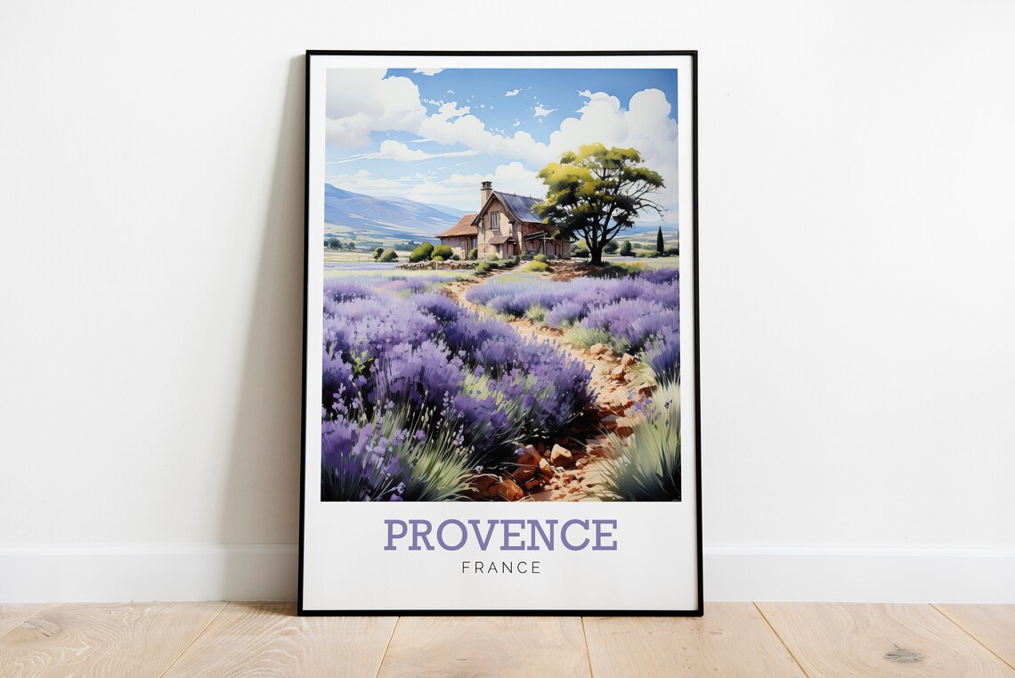 Provence France Lavender Field Farmhouse Watercolor Art Poster - Image 3