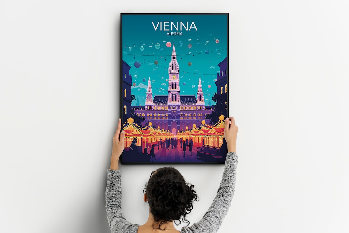Vienna Christmas Market Art Print, Modern Poster - Image 2