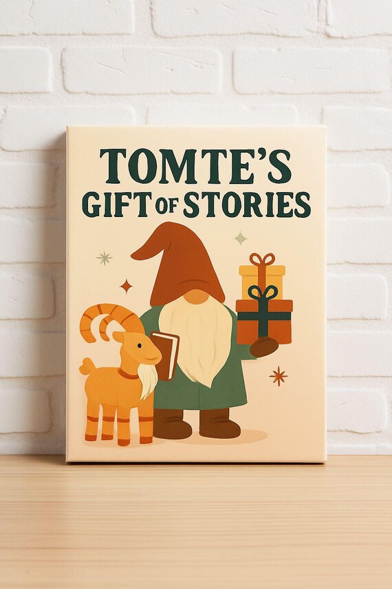 Tomte's Gift Of Stories Scandinavian Gnome Goat Christmas Poster