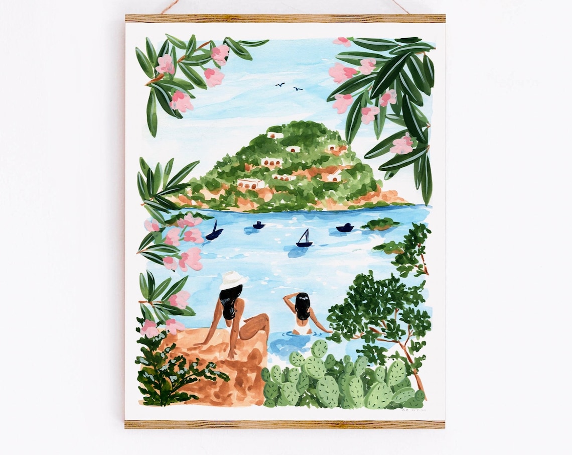 Somewhere In Italy Tropical Art Print, Amalfi