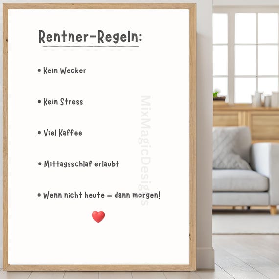 Funny Retirement Rules Poster Gift For Colleagues Modern Typography Wall Decor Pdf A1a5