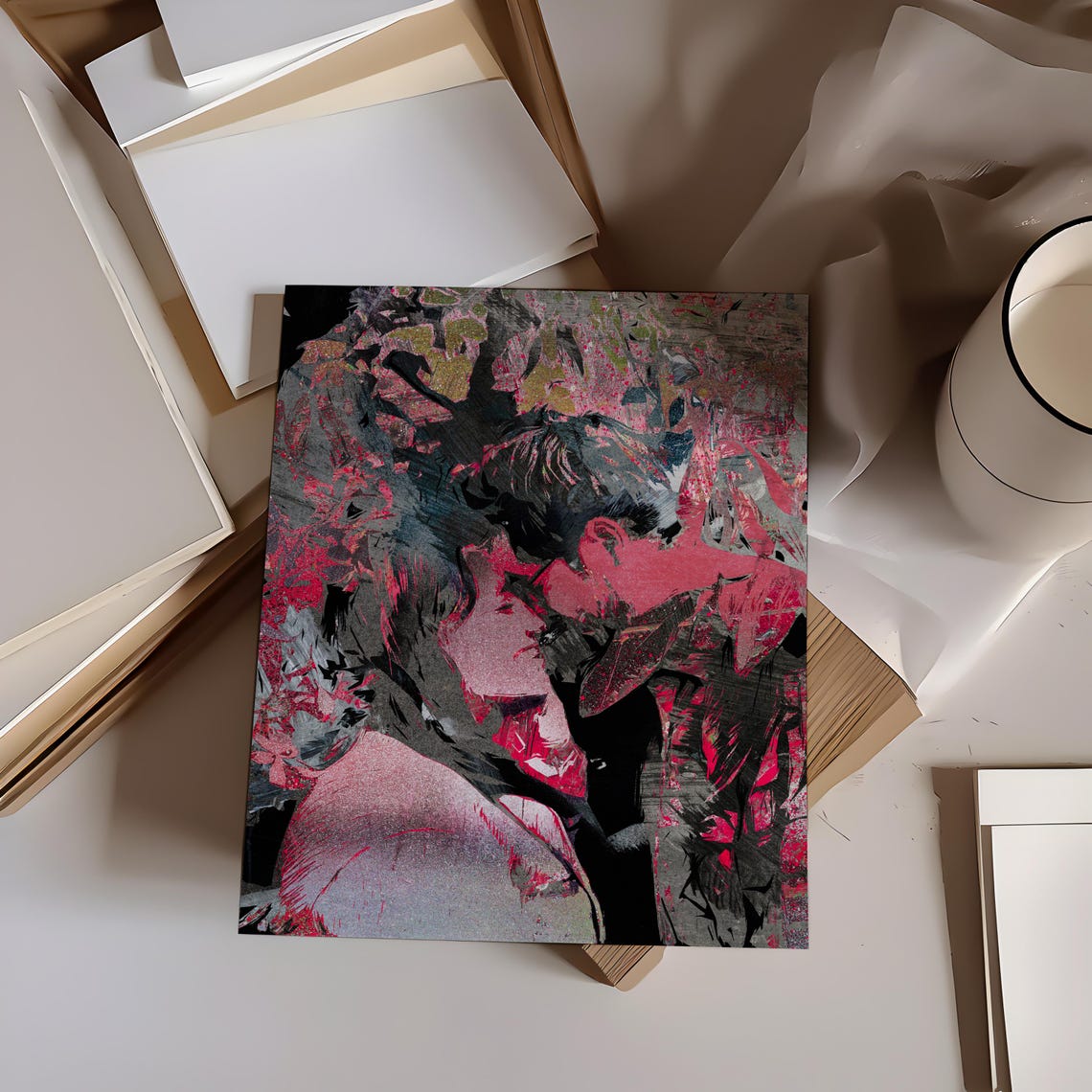 Custom Maximalist Graffiti Print Unique Personalized Couples Portrait - Image 3