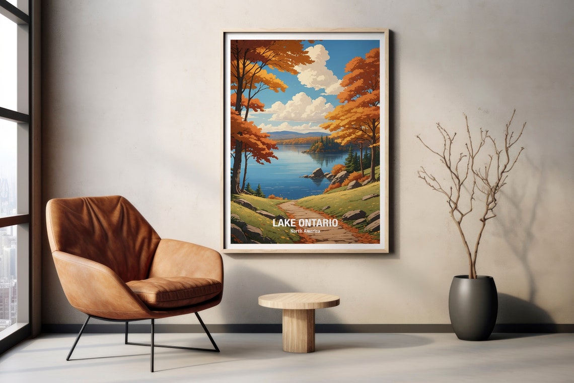 Lake Ontario North America Winding Autumn Path By The Lake Poster - Image 2