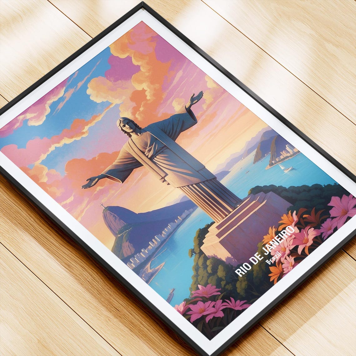 Rio de Janeiro Christ the Redeemer Sunset Brazil Travel Poster - Image 4