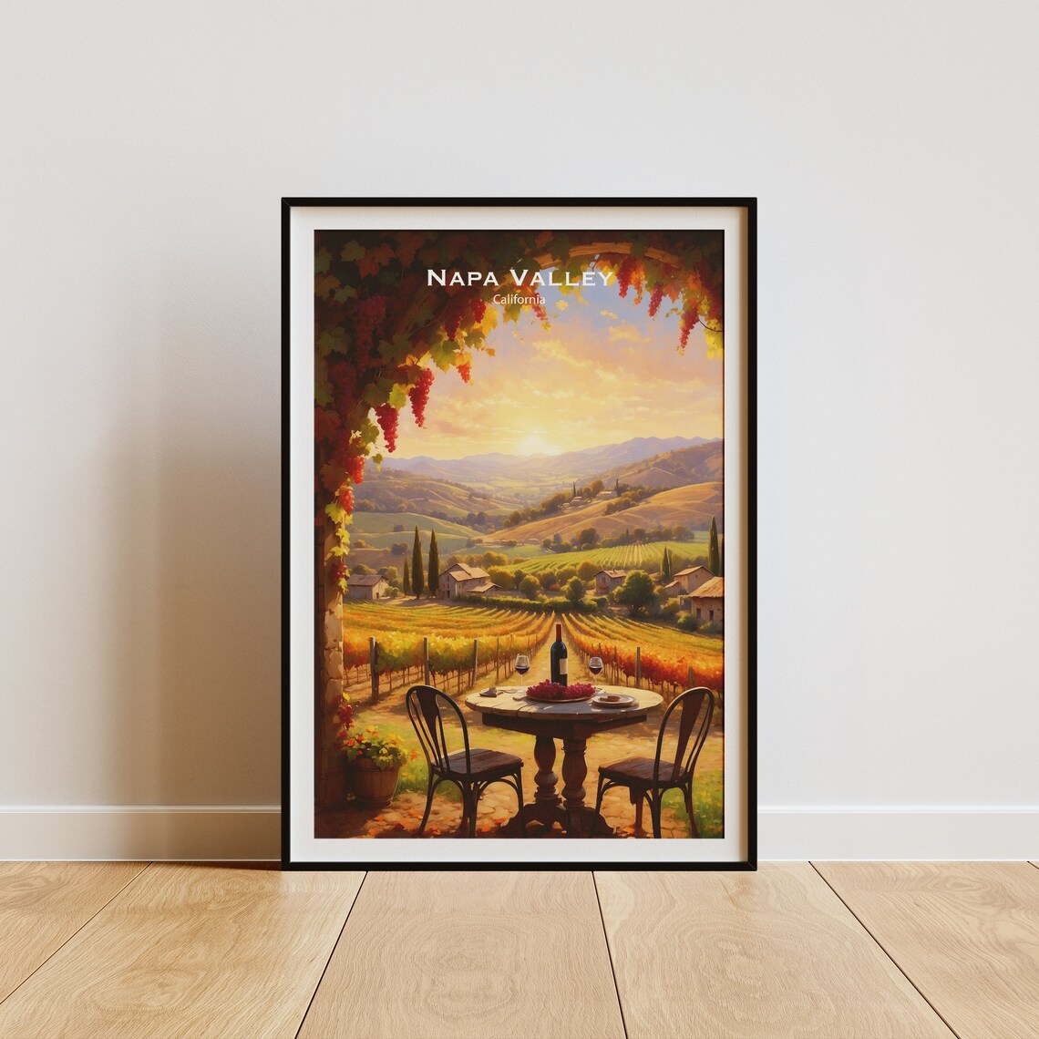 Napa Valley California Golden Vineyard Terrace At Sunset Poster