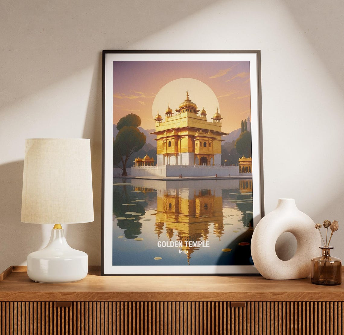 India Golden Temple Amritsar Sunset Reflection Sacred Shrine Poster - Image 3