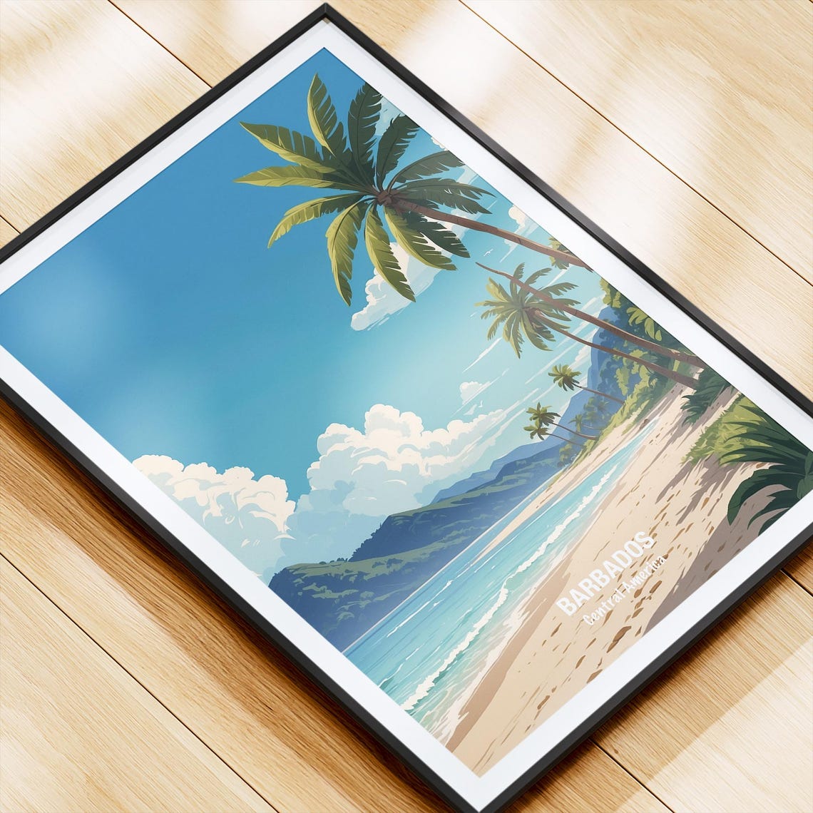 Barbados Tropical Beach Palm Trees Turquoise Caribbean Sea Poster - Image 4