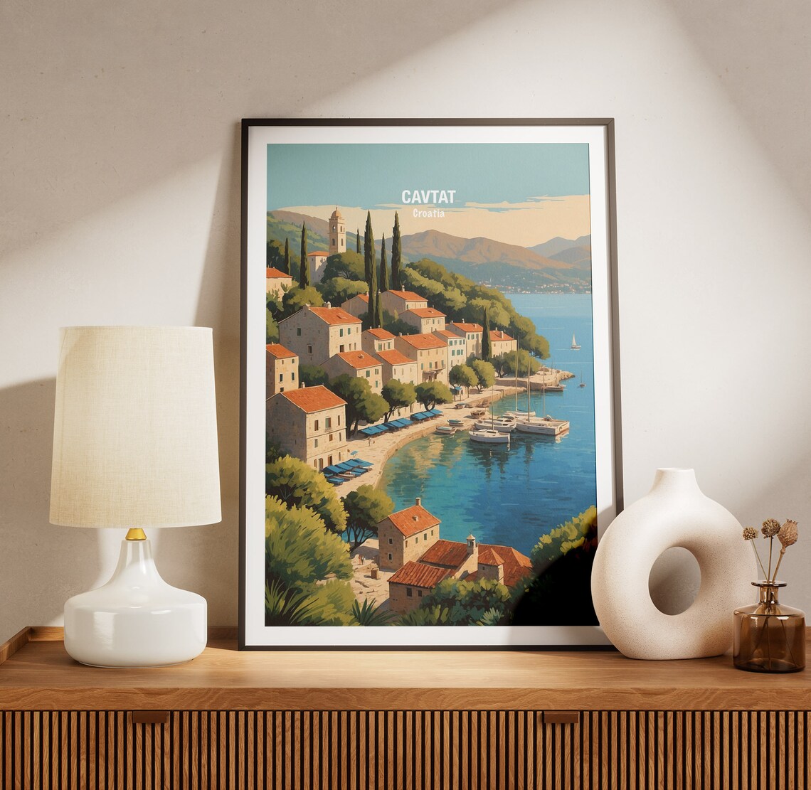 Cavtat Croatia Harbor Village Adriatic Coast View Town Poster - Image 3