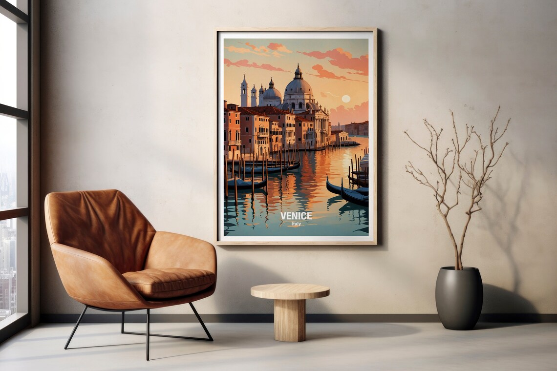 Venice Italy Grand Canal Sunrise Gondolas Salute Church Poster - Image 2