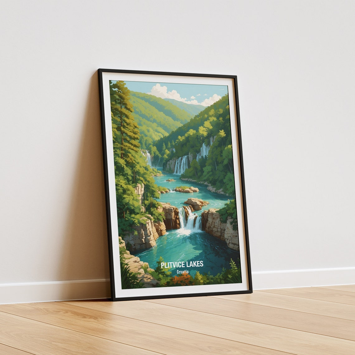 Plitvice Lakes Croatia Emerald Cascades Lush Green Forest Poster - Image 5