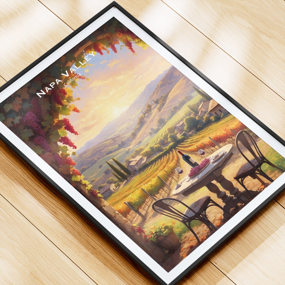 Napa Valley California Golden Vineyard Terrace At Sunset Poster - Image 4