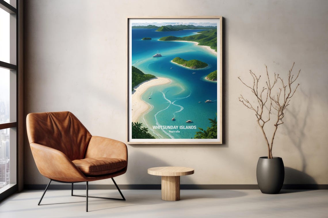 Whitsunday Islands Aerial Turquoise Bays Queensland Coast Poster - Image 2